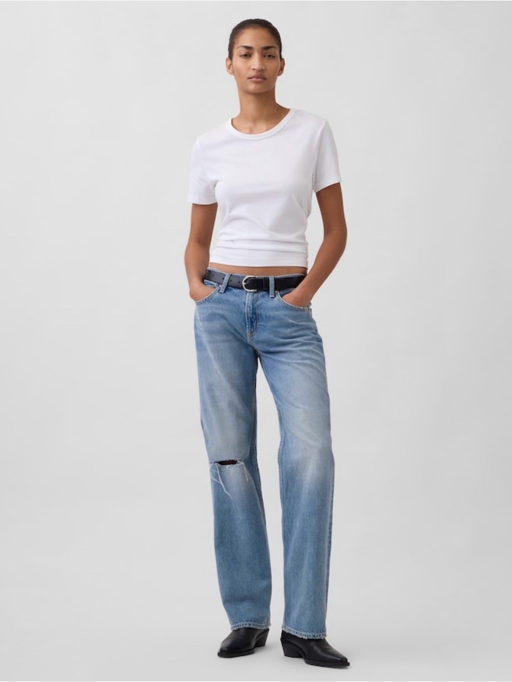 GAP Light Blue Straight Leg Jeans with Knee Rip
